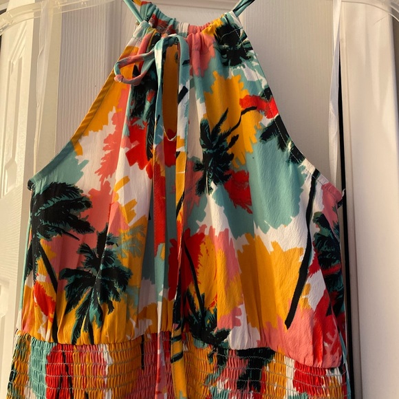 Teen Vogue by MStylelab dress tropical print long halter keyhole front  … - Picture 8 of 17